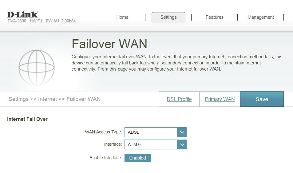 Section 4 - Configuration Failover WAN From this page, you may configure your Internet failover WAN.