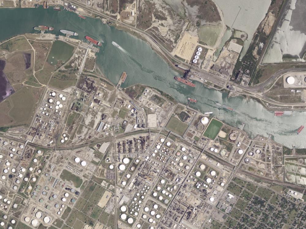 This is an example of a raster. In this case the raster is an aerial photograph showing a portion of the port of Corpus Christi, Texas.