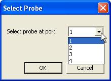 same as the files saved under the file menu. The std labels are the names that are used when prompted to immerse the probe into the standard. Select Probe This dialog, available with Opt.