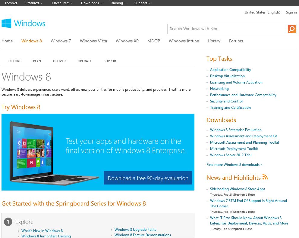Where to get started? Windows 8: http://technet.microsoft.