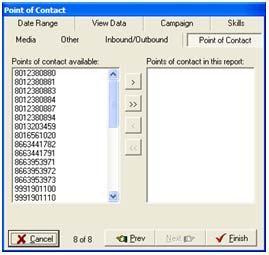 Click to move selected points of contact from the Points of contact available box to the Points of Contact in this report