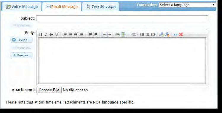 Email Message Subject: Enter a brief email subject, such as Change in Class Schedule, Back to School Night, etc.