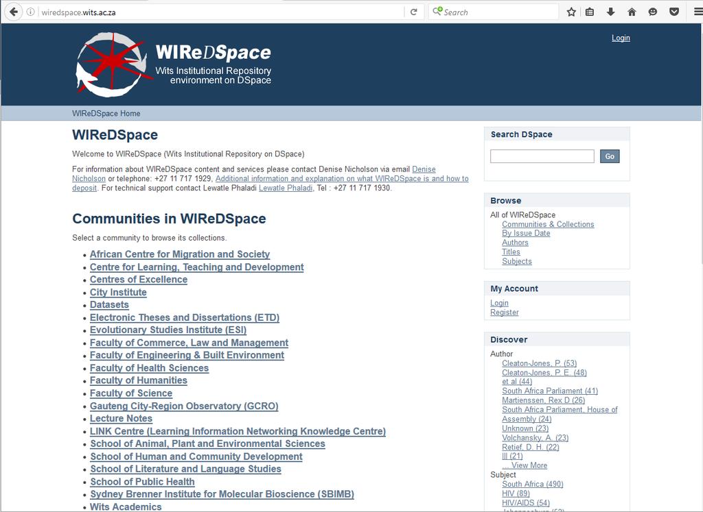 WIReDSpace (Wits Institutional Repository Environment on DSpace) What is Dspace?