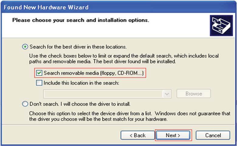 ➋ Instruct Windows to install the driver from a specific
