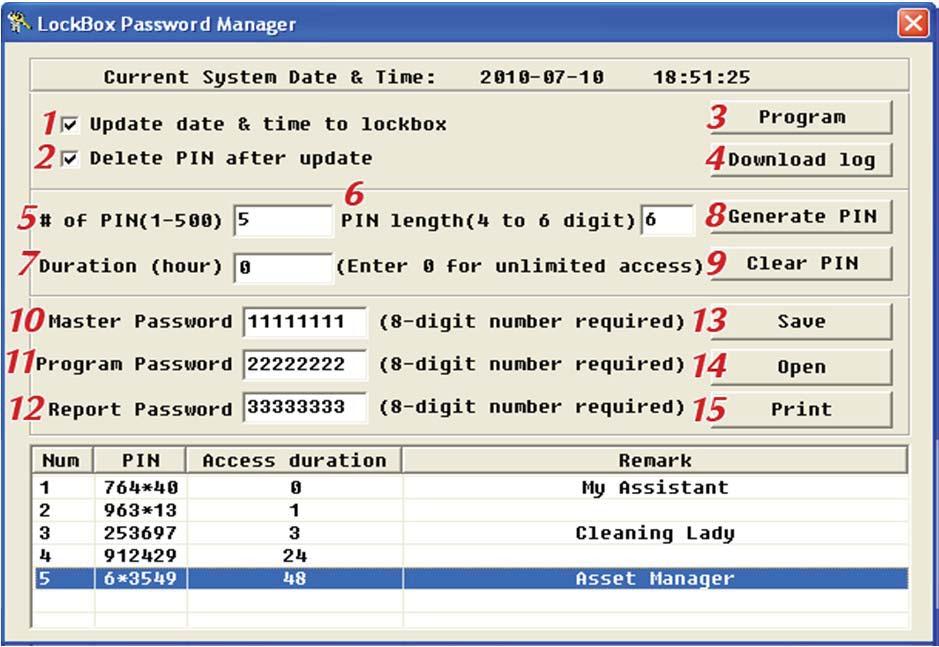 Software Interface Lockbox Password Manager ❶ Update date & time to lockbox When checked, date and time information will be pulled from your computer and transferred onto the USB device when the