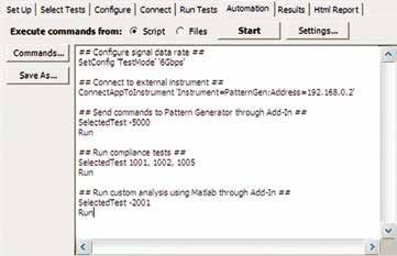 Automation You can completely automate execution of your application s tests and Add-Ins from a separate PC using the included N5452A Remote Interface feature (download free toolkit from www.