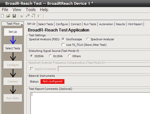 N6467A software saves you time The N6467A BroadR-Reach electrical test software saves you time by setting the stage for automatic execution of BroadR-Reach electrical tests.