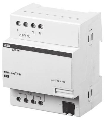 SK 0012 B 98 The control unit is a DIN rail mounted device for insertion in the distribution board. It is used to control digitally dimmable electronic ballast devices or transformers via the EIB.