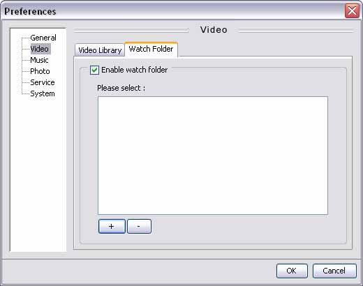 Video Library [Video Folder] By default, this path is set to your media files stored in My Documents/My Videos. Browse for a different folder to locate the videos if they are stored elsewhere.