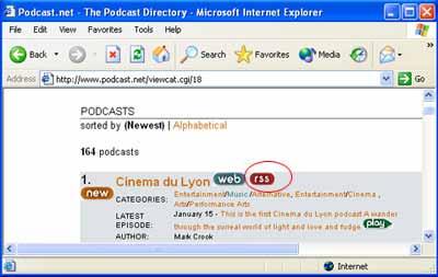 Podcast Bookmarks You can find many RSS news feeds with audio files - these sites will play an audio file rather than