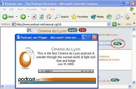 Find a Podcast station such as www.podcast.net or similar. 2. You can click on the icon and add it to your bookmarks.