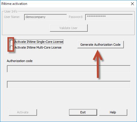 Figure 1.5 Selecting the License Type Select the type of license to generate Once the credentials have been validated, select the type of license to activate on this system.