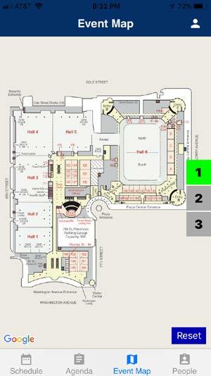Using the Map Component The Map component provides floor plans for each level of the venue, allowing you to find session rooms with ease.