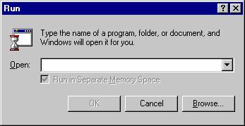 26 C HAPTER 3. From your Windows Start menu, select Run. The Run screen appears.