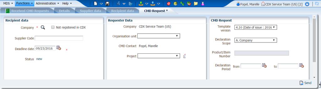 Create a New CMD Request CDX Screens