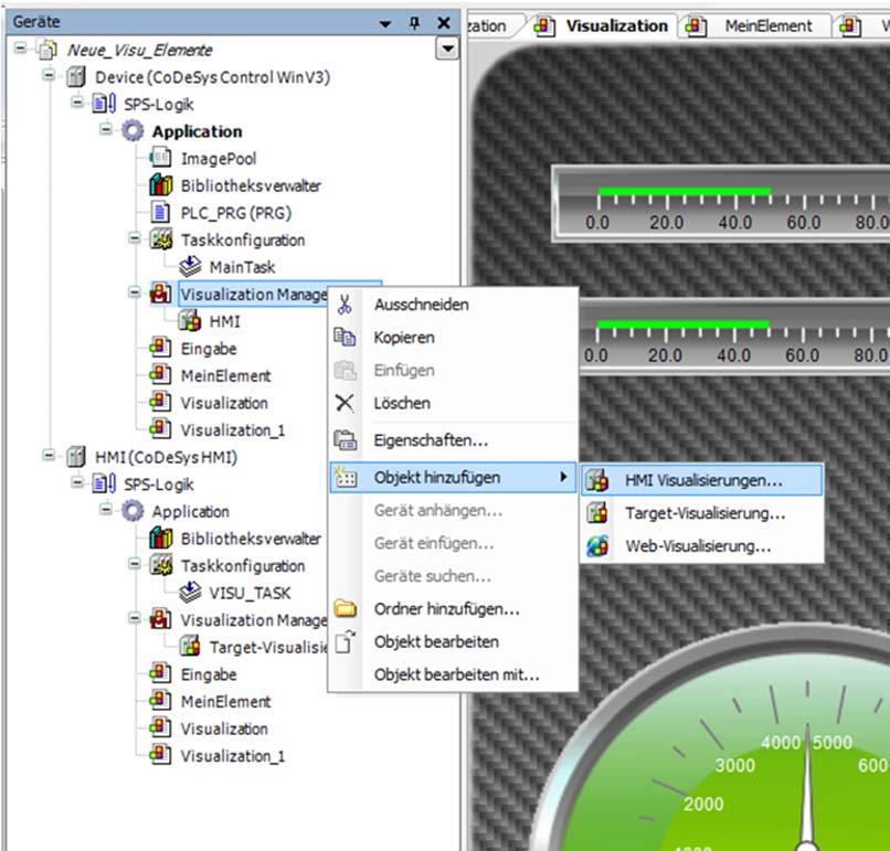 Creating a CoDeSys HMI Insert as object in the Visualization Manager