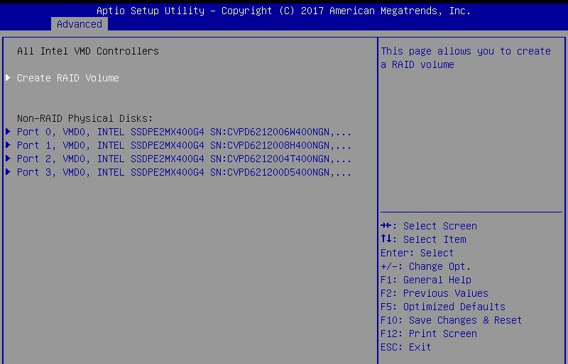 4.4 Intel Virtual Raid on CPU in BIOS This feature requires a KEY module to enable CPU RAID functions with Intel CPU RSTe. The KEY module is purchased separately.