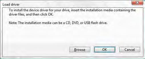 4. A message appears, reminding you to insert the installation media containing the driver of the RAID controller driver.
