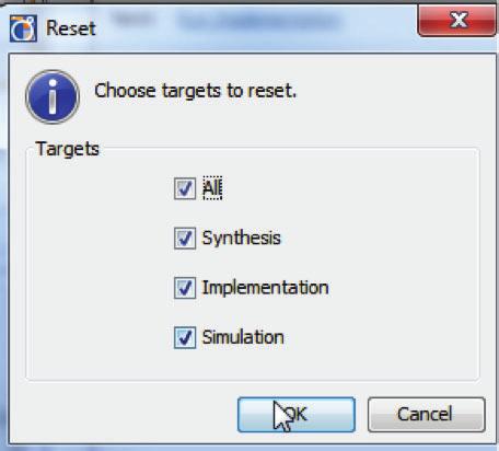 Tutorial X-Ref Target - Figure 6 XAPP744_06_090512 Figure 6: Reset All Targets 3. Optional: Double-click the EDK module. This opens the XPS tool.