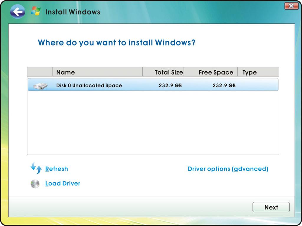Install Windows Vista 1. During a Windows Vista installation, there will be an item Load Driver.