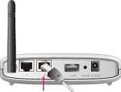 Insert the Ethernet patch cable into LAN port on the back panel of the