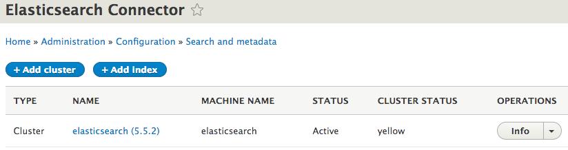 Add Elasticsearch Go to Configuration > Search and metadata >