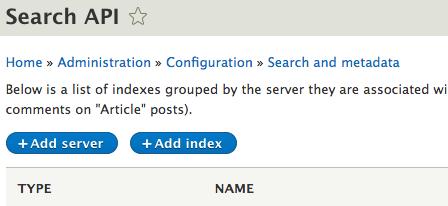 Add Solr server Go to Configuration -> Search and metadata -> Search API.