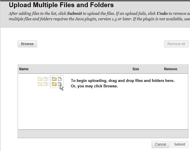 To upload multiple files and folders: a. Point to the Upload bu
