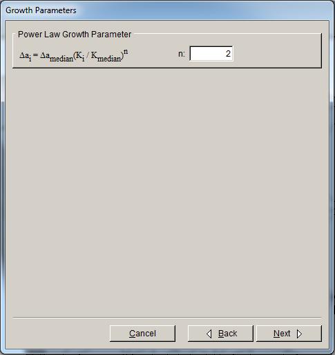 Figure 2.29: Crack Growth Analysis wizard third panel. Step 8.5: Specify Fitting and Template Parameters The fourth panel of the wizard should appear as in Fig 2.30.