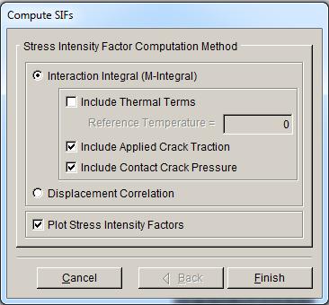 Figure 3.23: Stress Intensity Factor Computation Method dialog. Figure 3.