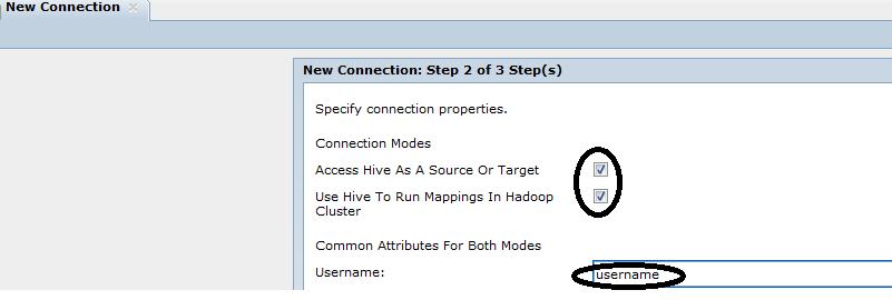 7. To use Hive as a source or a target, select Access Hive as a source or target. 8. To use the connection to run mappings in the Hadoop cluster, select Use Hive to run mappings in Hadoop cluster. 9.