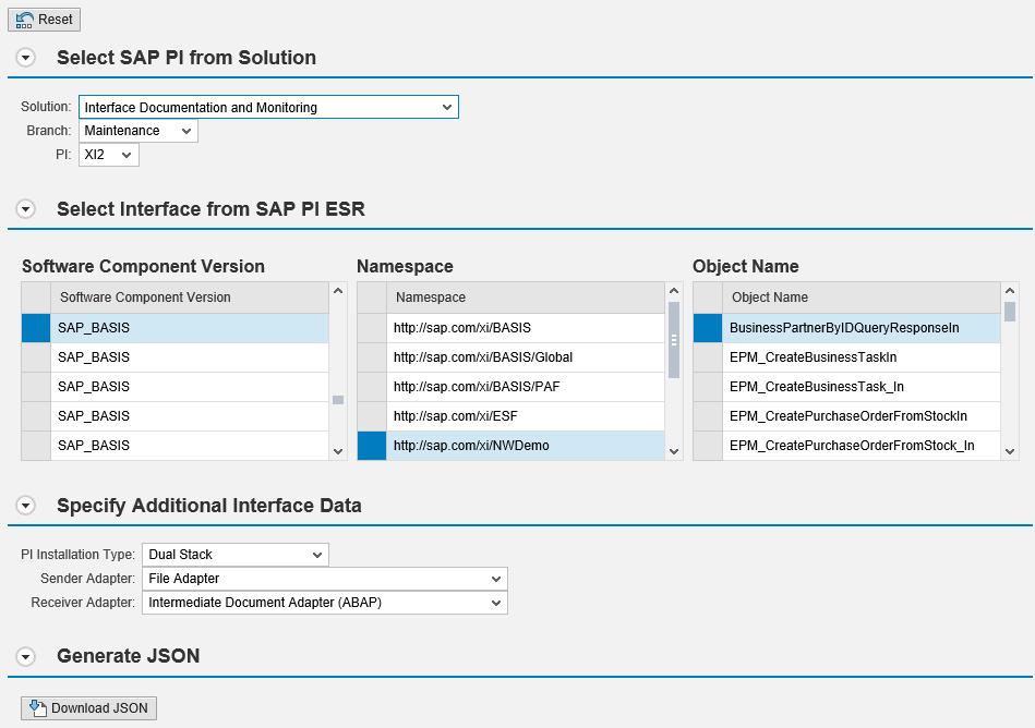 Import of SAP PI/PO Enterprise Service Repository Data Transaction AGS_DCM_EXT_IMPORT provides an import feature for interface data that resides in an SAP PI/PO Enterprise Service Repository (ESR)