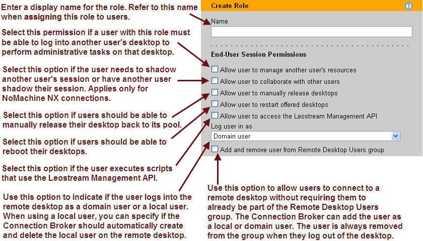 Chapter 3: Leostream Connect Role Settings Chapter 3: Leostream Connect Role Settings Roles are defined in the Connection Broker > User > Roles page.