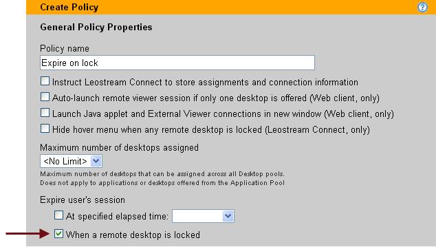Chapter 4: Leostream Connect Policy Settings Unlocking the remote desktop reinitializes the session and the user can connect to additional desktops without logging back in to Leostream.
