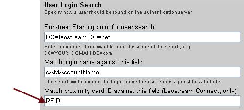 In the Edit Authentication Server form, scroll down to the User Login Search section. 4.
