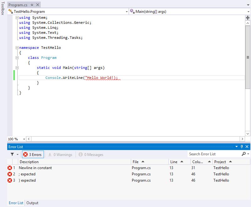 Build and run the console application 1. On the BUILD menu, click Build Solution. This action compiles the C# code, resulting in a program that you can run.