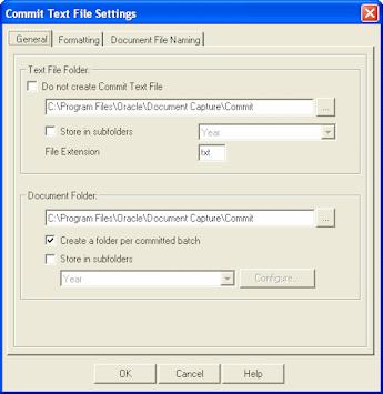 Commit Profiles "Commit Text File Settings Screen, General Tab" on page 7-43 "Commit Text File Settings Screen, Formatting Tab" on page 7-44 "Commit Text File Settings Screen, Document File Naming