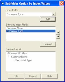 Commit Profiles Store in subfolders Select this field to store document files in subfolders named by commit date or index value, then select a subfolder storage option.