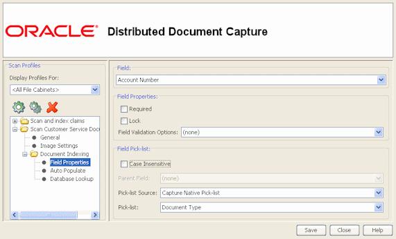 Profile Administration, Field Properties Screen 6.4 Profile Administration, Field Properties Screen Use this screen to specify how users will complete a selected index field.