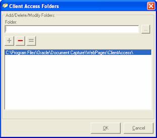 Server Configuration Screens Client Batches Folders Set Client Access Folders Specify where user batches are temporarily stored before they are sent to the server and whether client users can view
