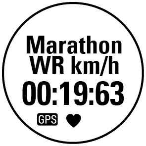 The duration of your training session so far. The duration of the current lap. How close your current speed is to the marathon world record speed.