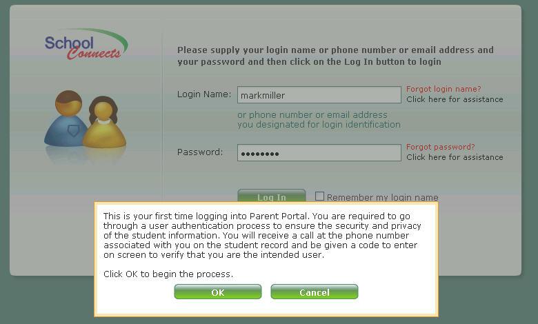 invitation into the Password field. Once this information is entered correctly, a popup screen appears that steps the user through the authentication process.