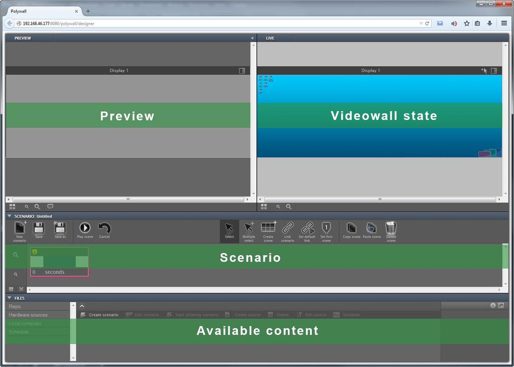 Sections Scenario and Preview are hidden. Scenario. Intended for scenario planning and saving to display the content.