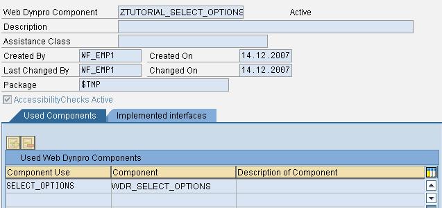Select-Options in Web Dynpro for ABAP Create a Web Dynpro Component