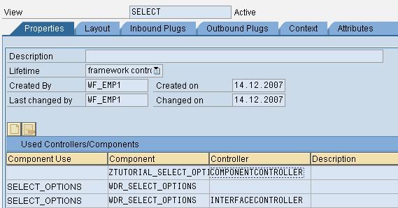 Add the Component Usage and the Interface Controller of the Select Option to the created View in Properties Tab.