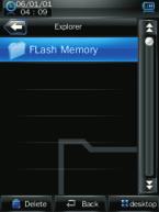 In the main interface, click the Explorer icon to enter the mode: Flash Memory and Card Memory (not displayed if no card inserted).