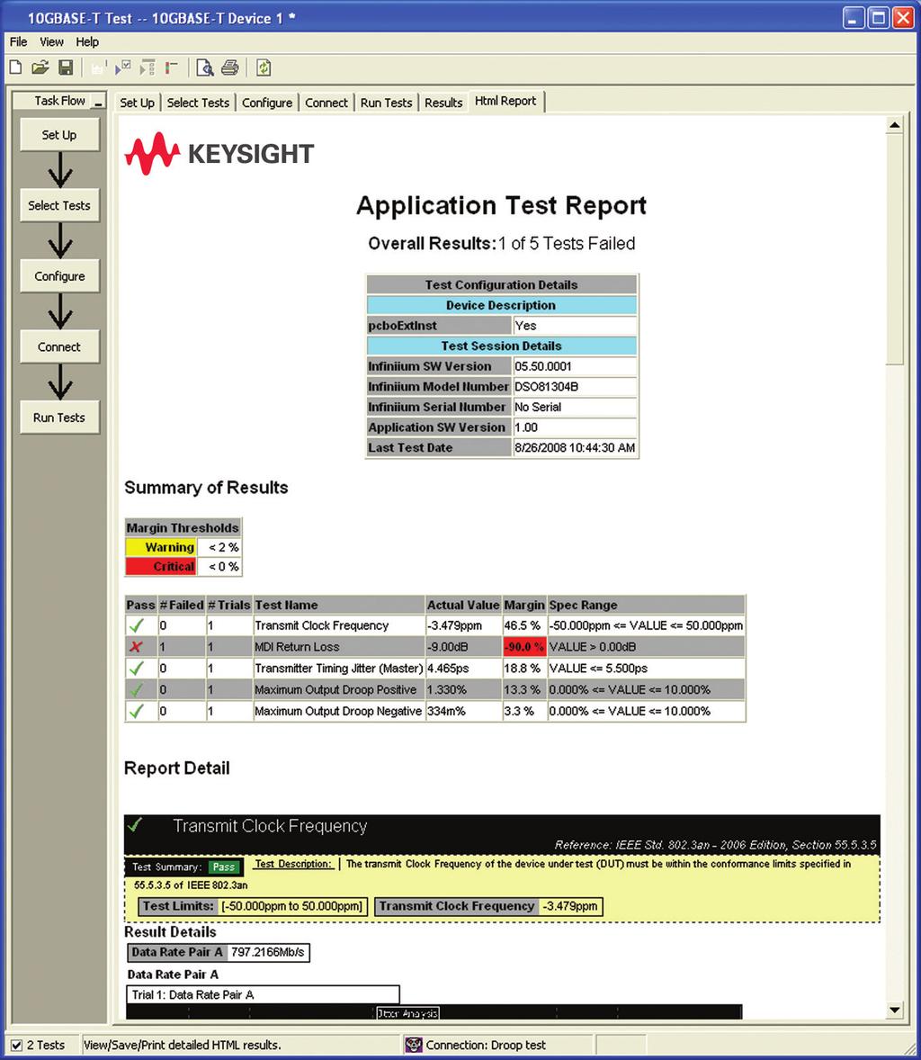 09 Keysight U7236A/B 10GBASE-T, MGBASE-T and NBASE-T Ethernet Electrical Conformance Application - Data Sheet Reports with Margin Analysis (Continued) Figure 6.