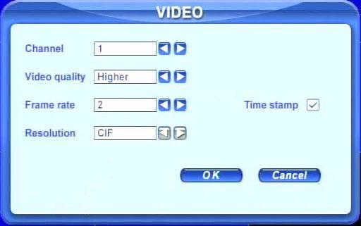Video quality: network picture quality. Frame rate: it has 3 options, 1, 2 and 3 fps. Resolution: now it only has CIF.