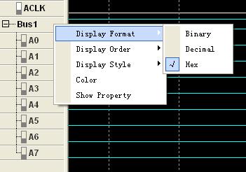 Display Format: The format of the bus data displayed on the waveform. There format such as Binary, Decimal and Hex supplied. 2.