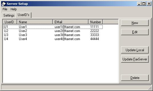 The user list as on the Fax Server is now displayed.